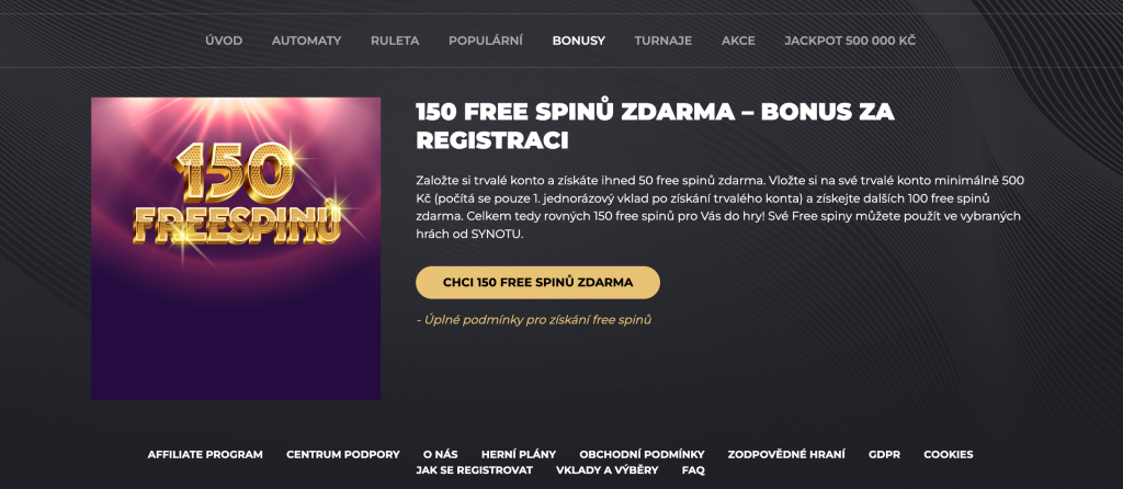 Grandwin casinu 150 free spinů za registraci