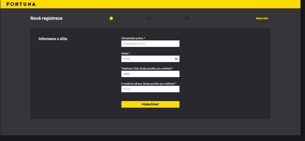 Registrace a přihlášení se do Casino Fortuna