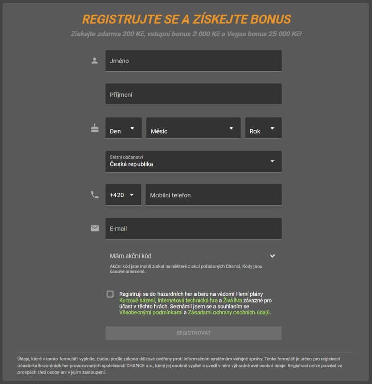 chance registration