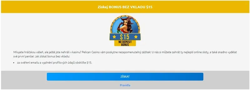 Týdenní bonus v Pelican kasino - no deposit bonus