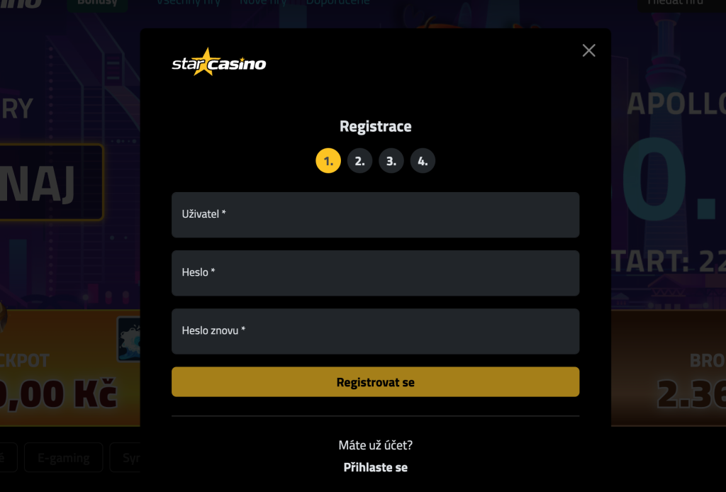 Star casino online registrace